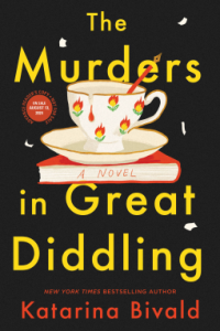 Black cover with title in yellow text with a teacup saucer and book between Murders and In Great